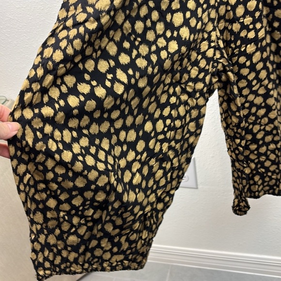 80s vintage Popi brand. Disco streetwear crop leg jumpsuit gold cheetah spots. - Picture 4 of 11